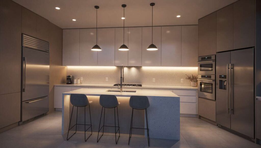 Zmiana czasu 29 marca a oświetlenie w domu: ile lumenów potrzebuje kuchnia według normy PN-EN 12464?