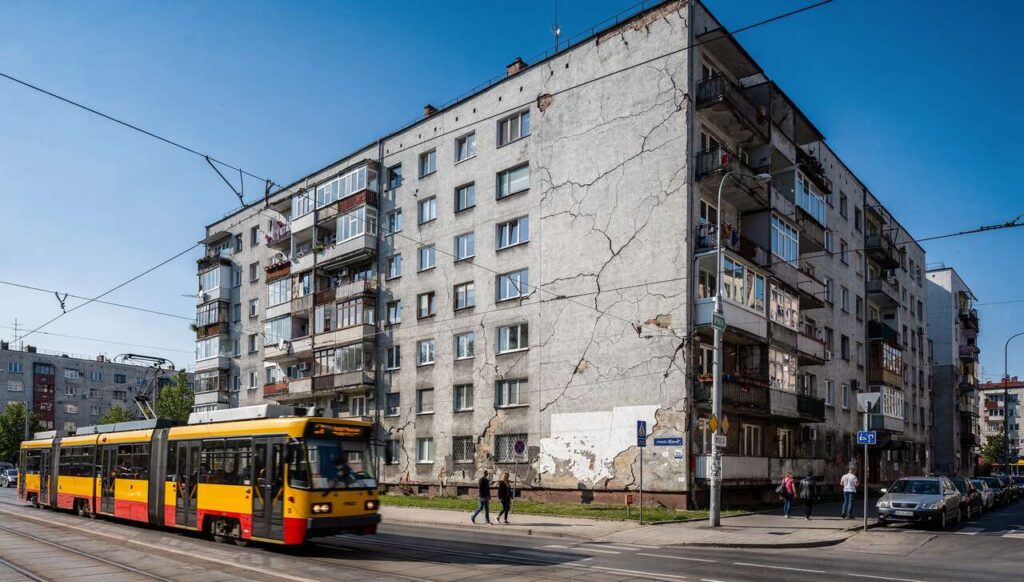Blok z wielkiej płyty a drgania od tramwaju: raport Politechniki Warszawskiej ujawnia skutki dla ścian