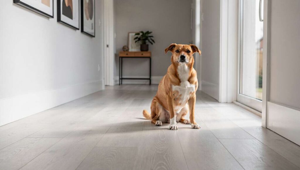 Podłoga winylowa SPC w przedpokoju z psem: po roku użytkowania nie ma ani jednej rysy