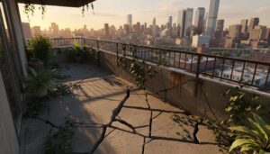 Woda drąży kamień, a co dopiero beton. Jak naprawić pęknięty balkon?